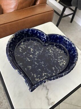 Bennington Pottery Spongeware Heart Shaped Agate Tray